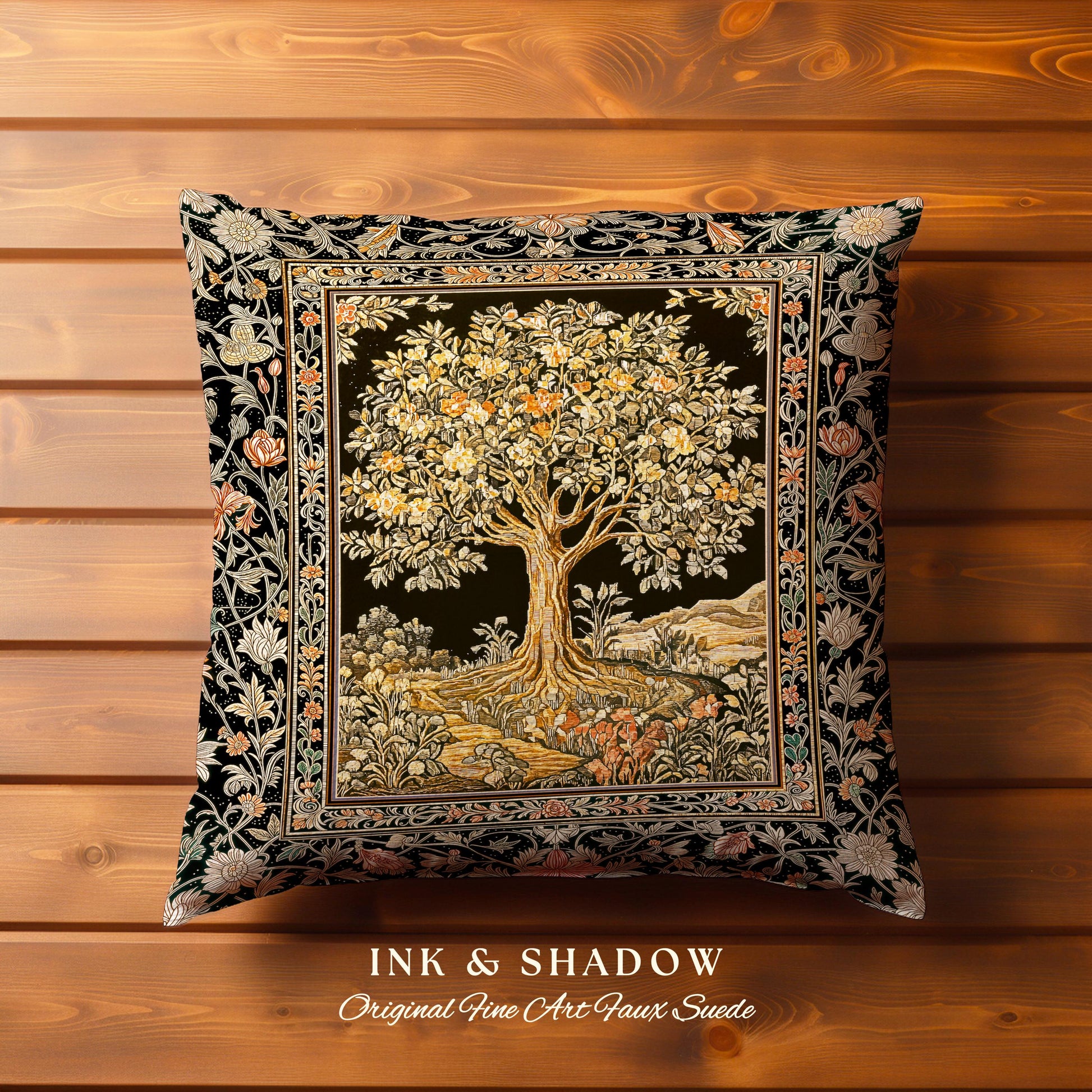 Muted Tones Eclectic Tree of Life Decorative Cushion Tapestry Throw Pillow