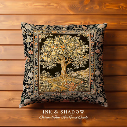 Muted Tones Eclectic Tree of Life Decorative Cushion Tapestry Throw Pillow