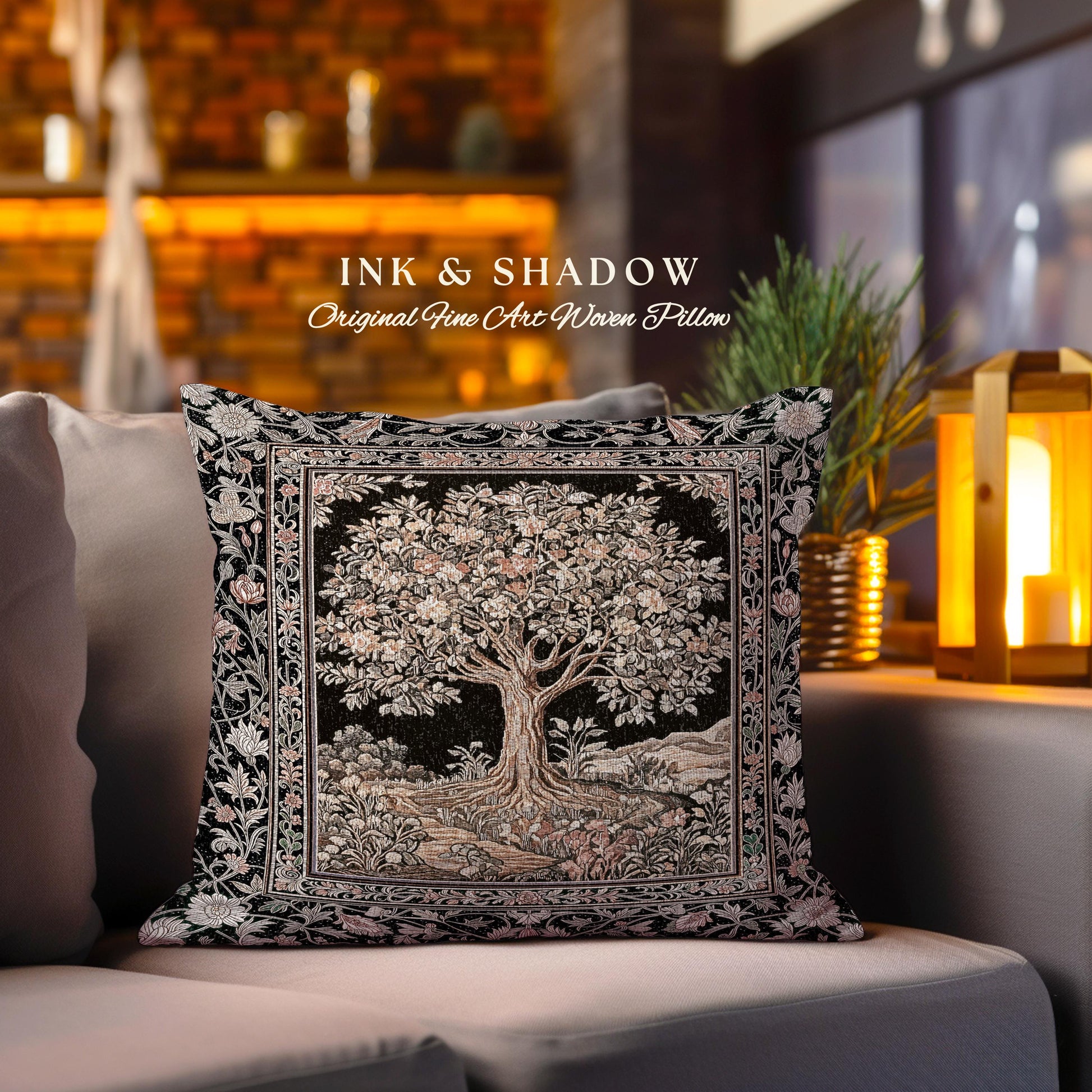 Muted Tones Eclectic Tree of Life Decorative Cushion Tapestry Throw Pillow