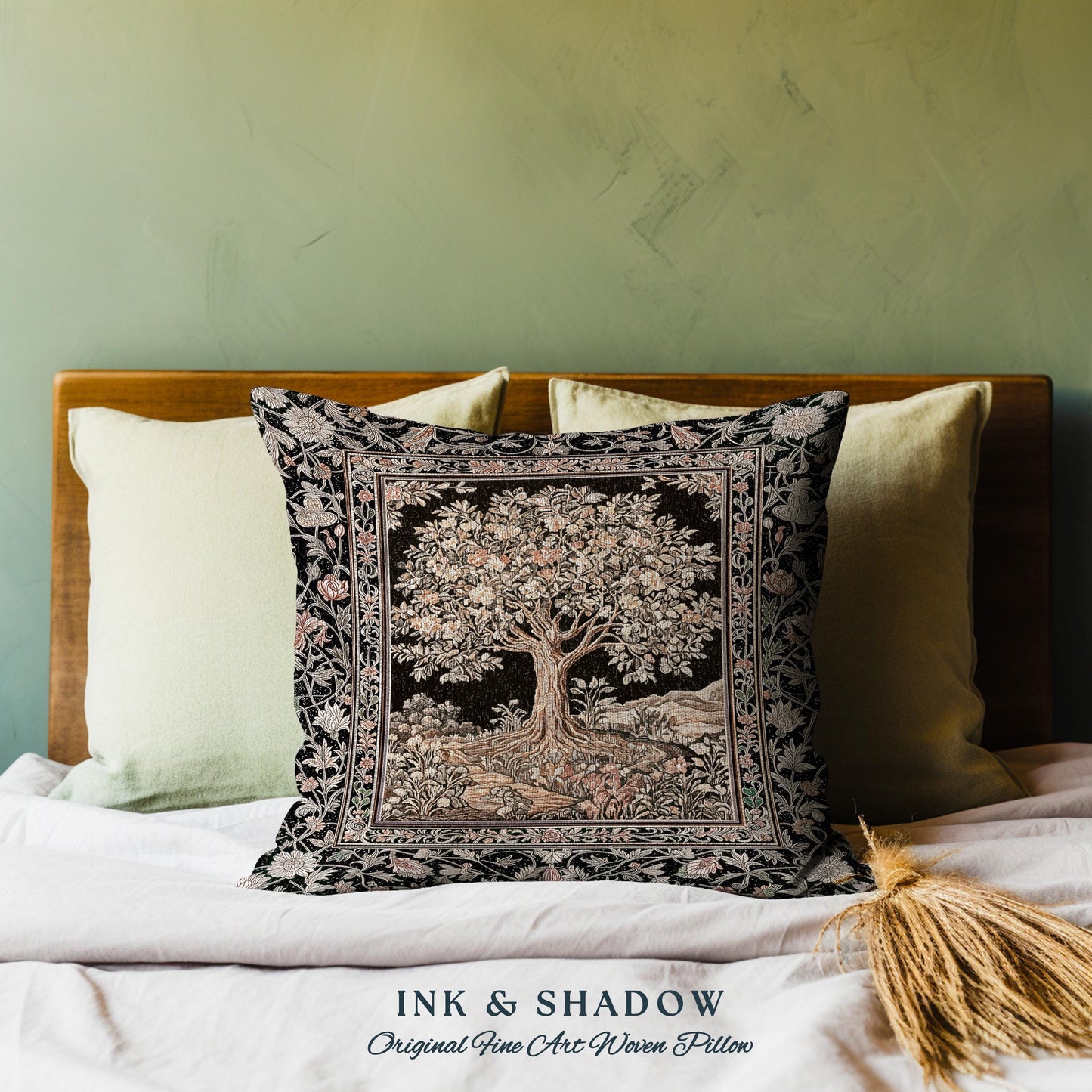 Muted Tones Eclectic Tree of Life Decorative Cushion Tapestry Throw Pillow