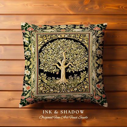 Tree of Life Fairytale Inspired Tapestry Pillow Decorative Throw Cushion