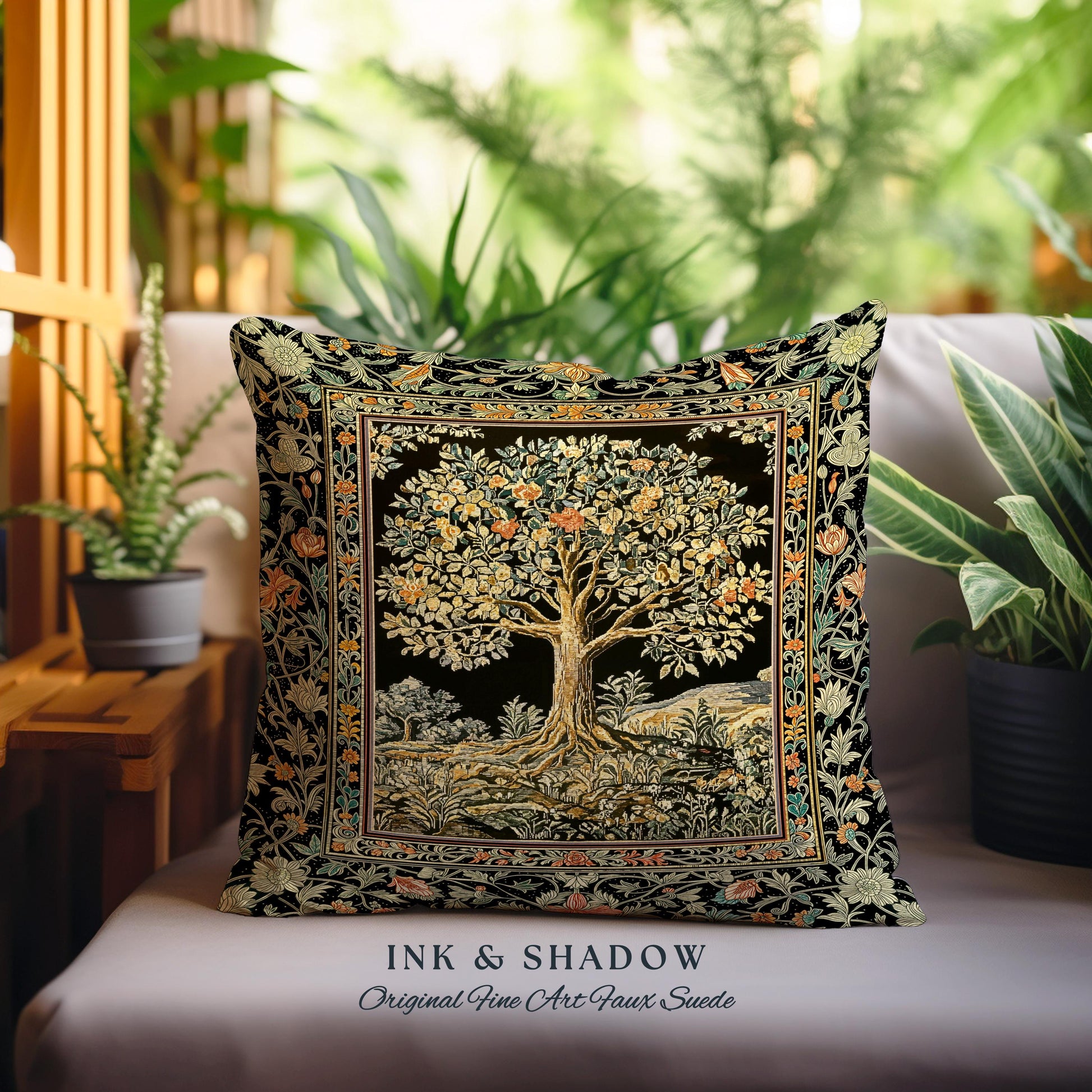 Regal Woodland Tree Decorative Cushion Tapestry Throw Pillow