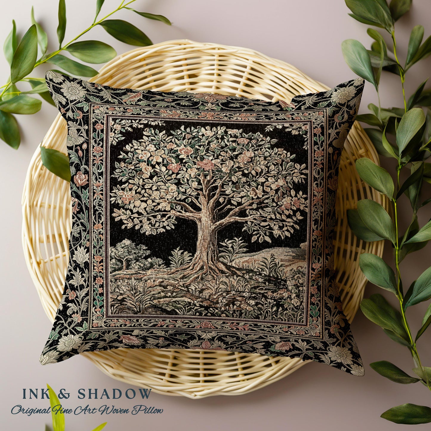Regal Woodland Tree Decorative Cushion Tapestry Throw Pillow