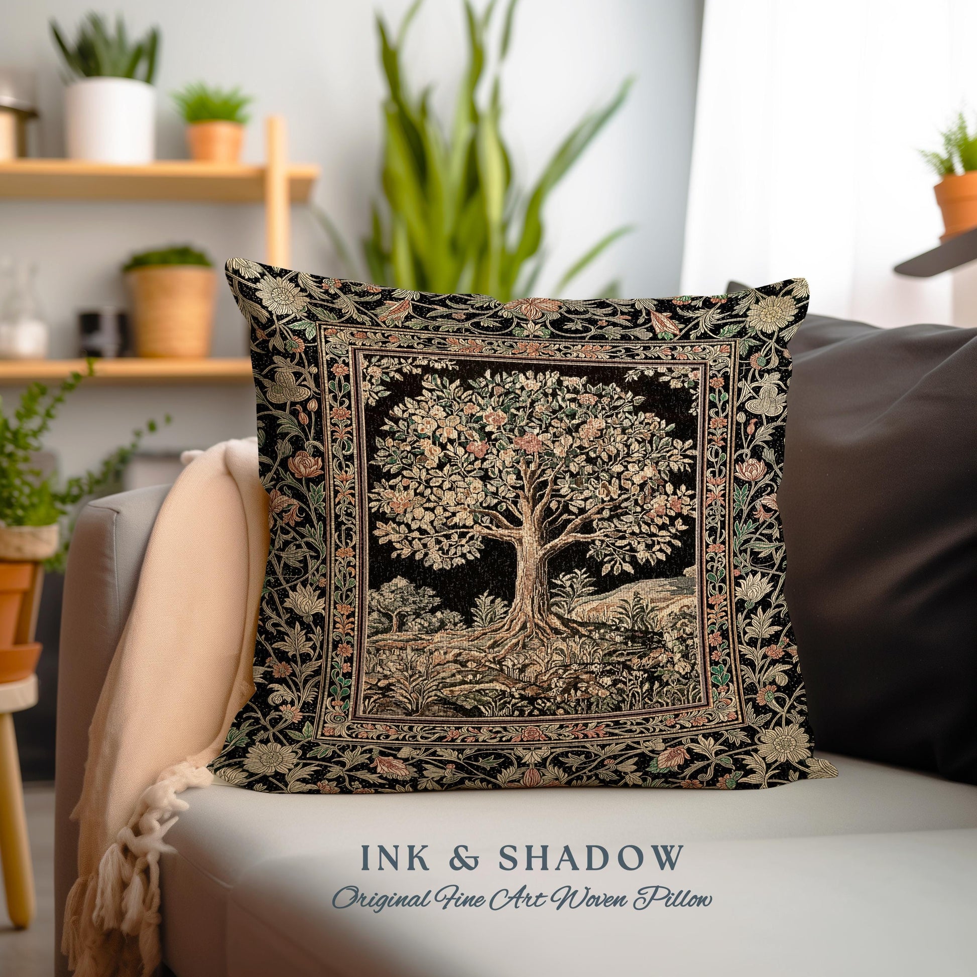 Regal Woodland Tree Decorative Cushion Tapestry Throw Pillow