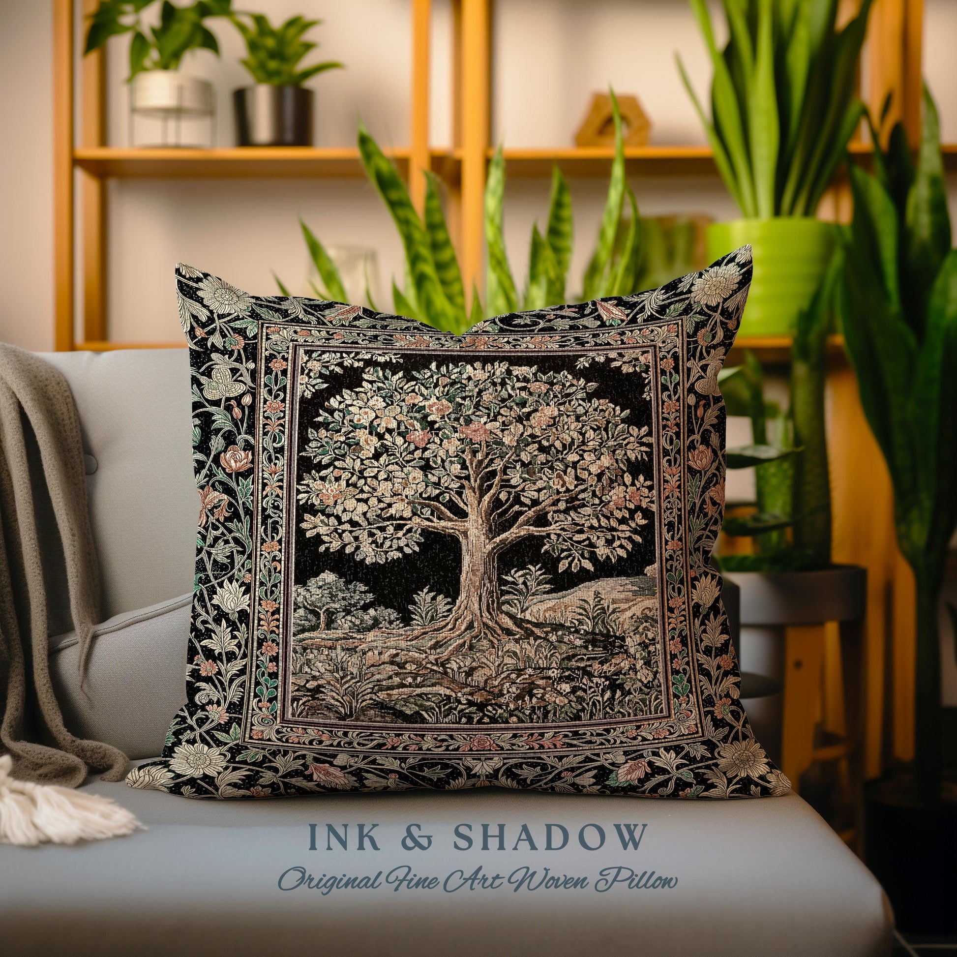 Regal Woodland Tree Decorative Cushion Tapestry Throw Pillow