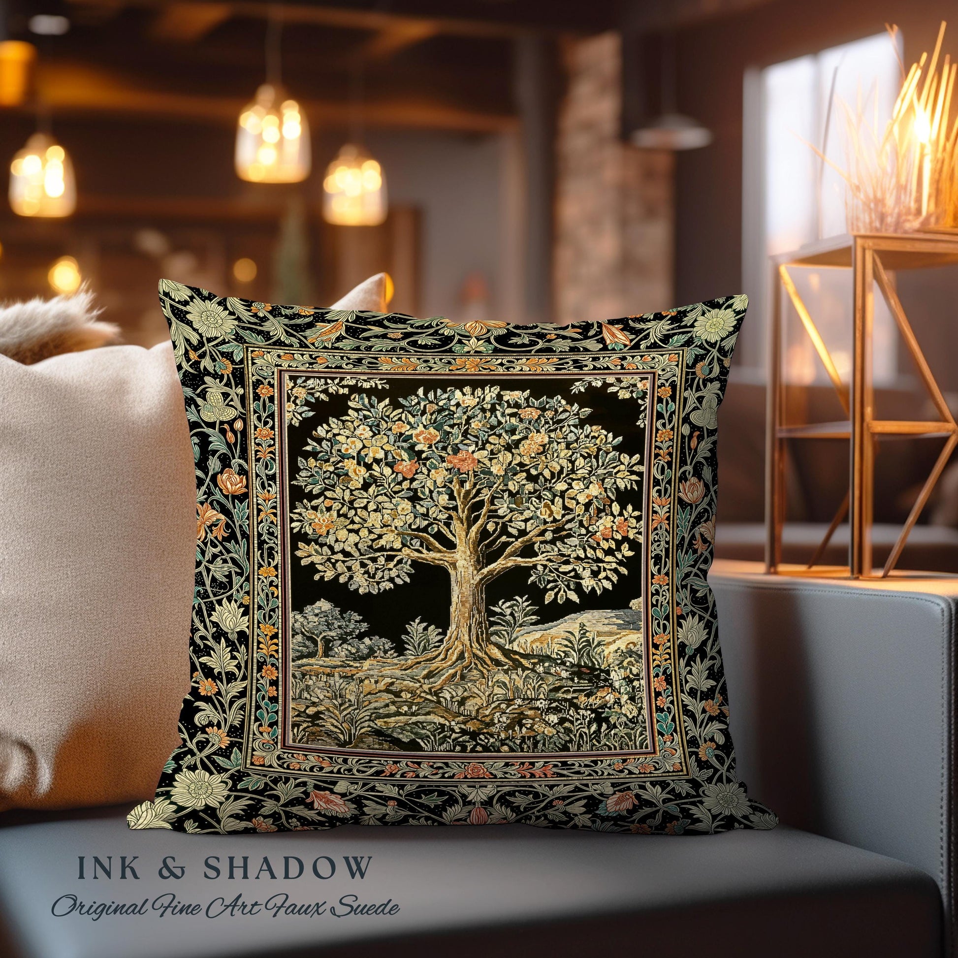 Regal Woodland Tree Decorative Cushion Tapestry Throw Pillow