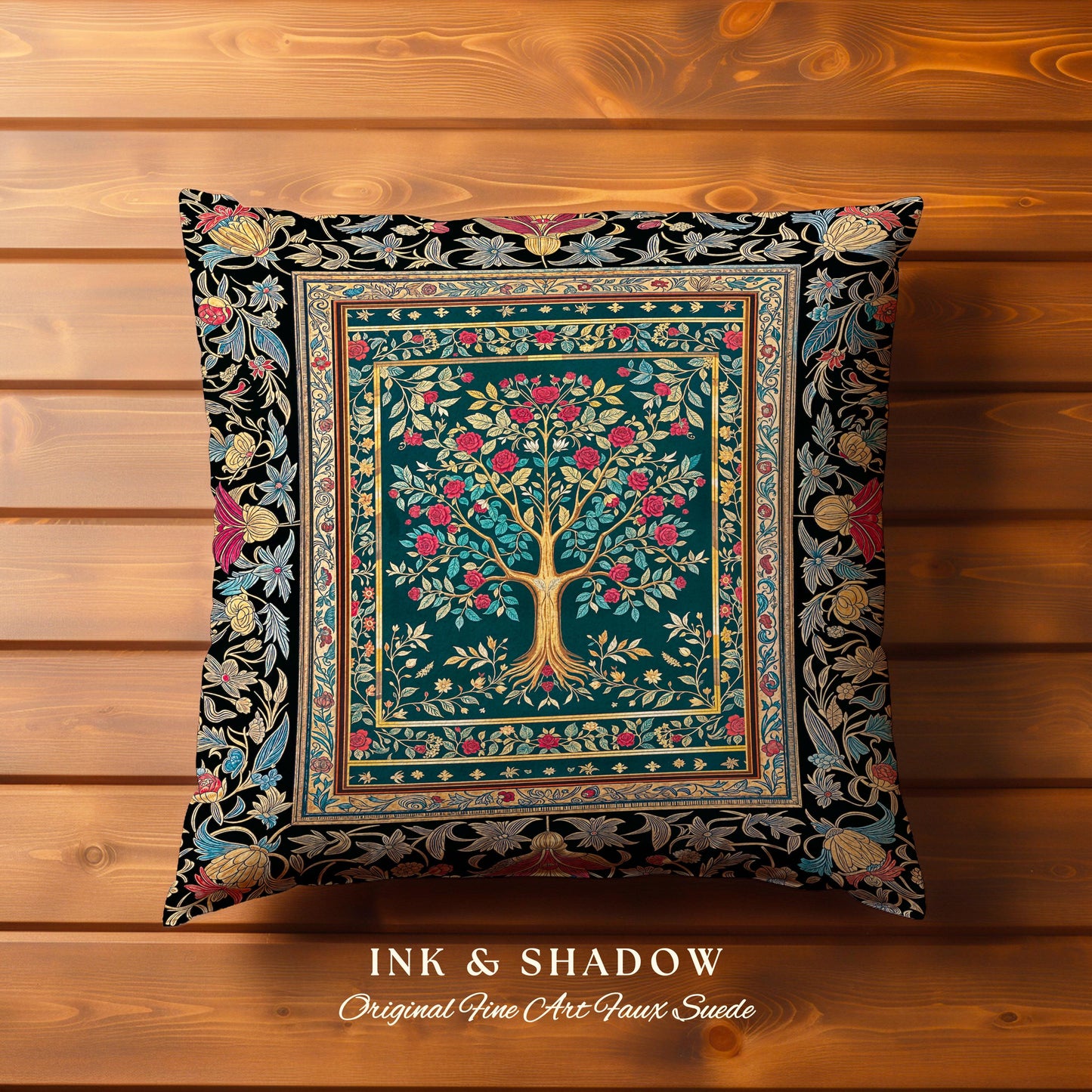 Blooming Roses Romantic Rococo Decorative Tree Cushion Tapestry Throw Pillow