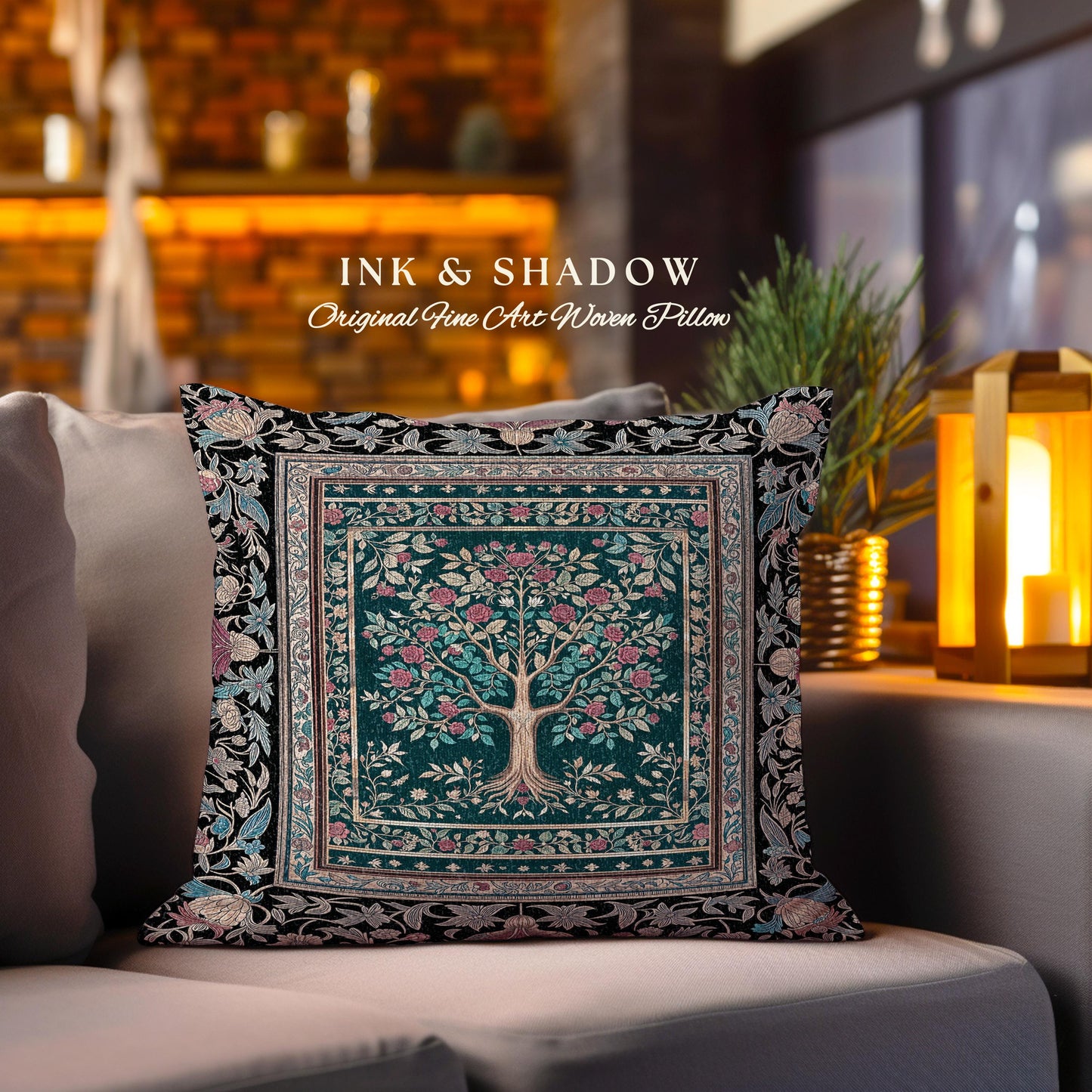Blooming Roses Romantic Rococo Decorative Tree Cushion Tapestry Throw Pillow