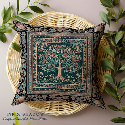 Blooming Roses Romantic Rococo Decorative Tree Cushion Tapestry Throw Pillow