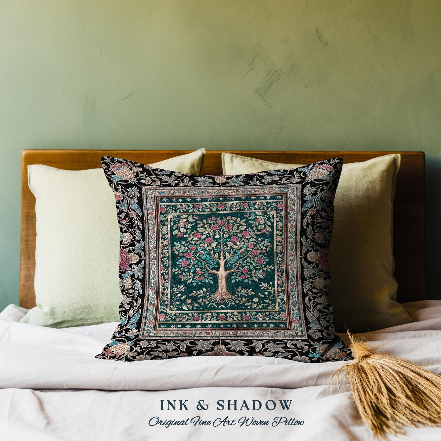 Blooming Roses Romantic Rococo Decorative Tree Cushion Tapestry Throw Pillow
