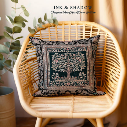 Victorian Folk Art Tree Tapestry Pillow Decorative Throw Cushion