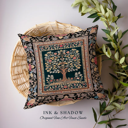 Victorian Folk Art Tree Tapestry Pillow Decorative Throw Cushion
