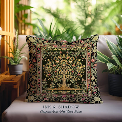 Art Nouveau Maximalist Tree Decorative Cushion Tapestry Throw Pillow