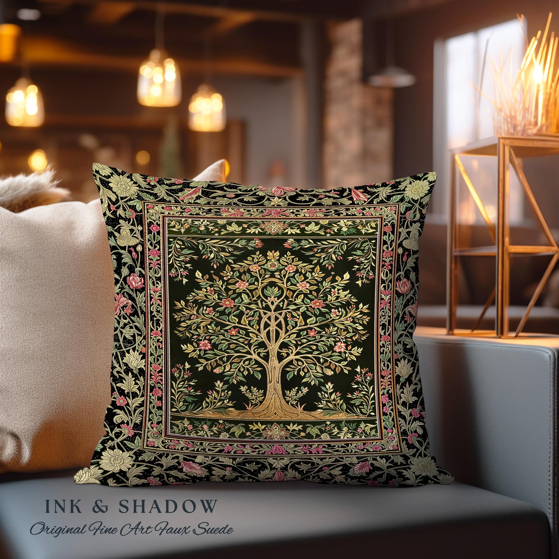 Art Nouveau Maximalist Tree Decorative Cushion Tapestry Throw Pillow