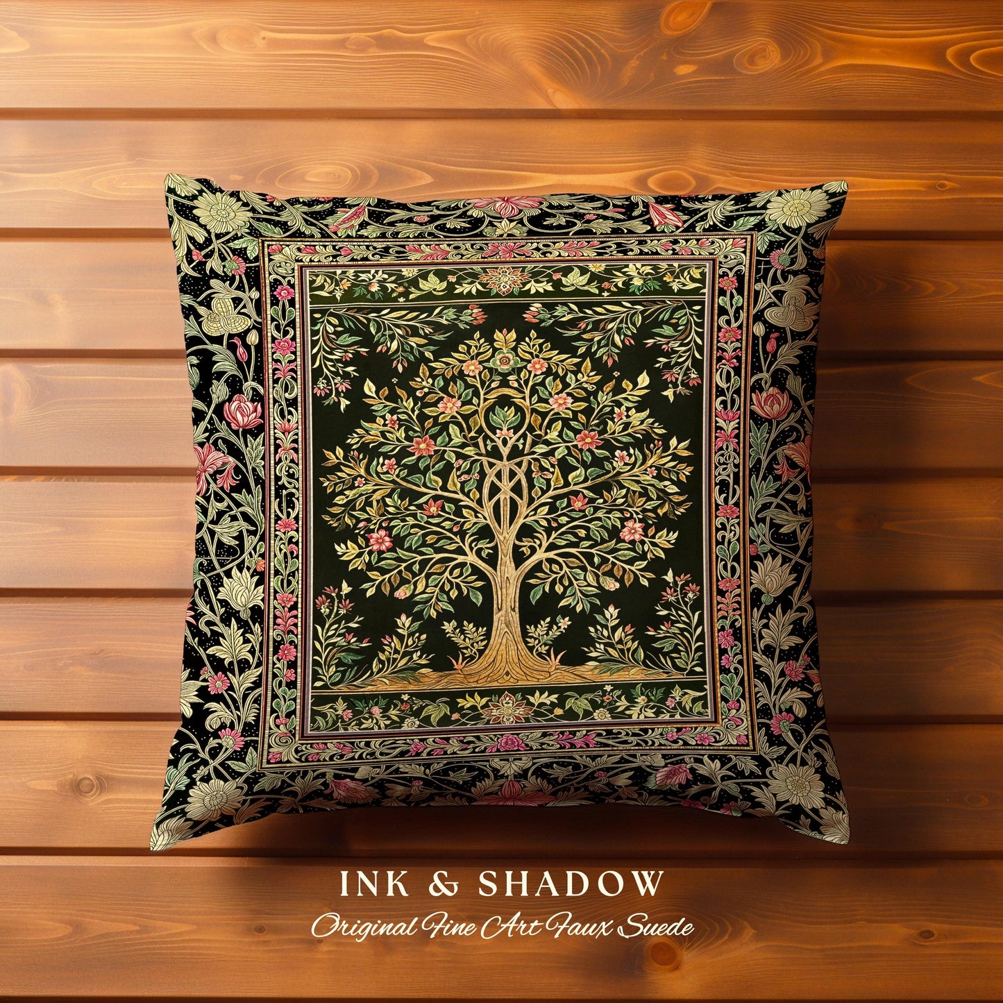 Art Nouveau Maximalist Tree Decorative Cushion Tapestry Throw Pillow