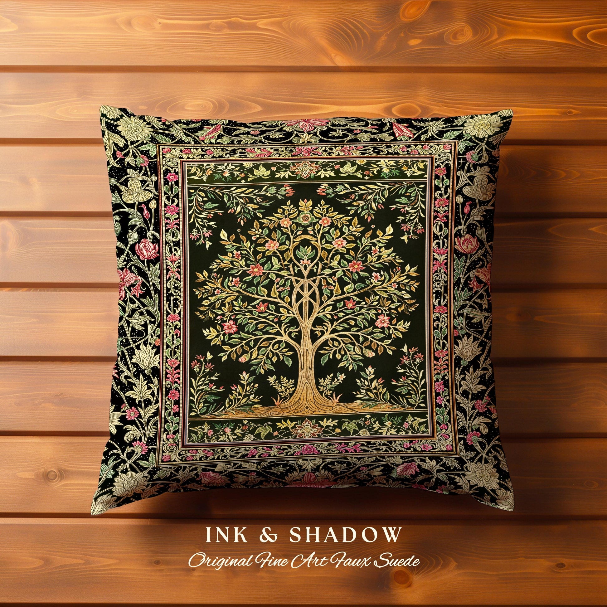 Art Nouveau Maximalist Tree Decorative Cushion Tapestry Throw Pillow