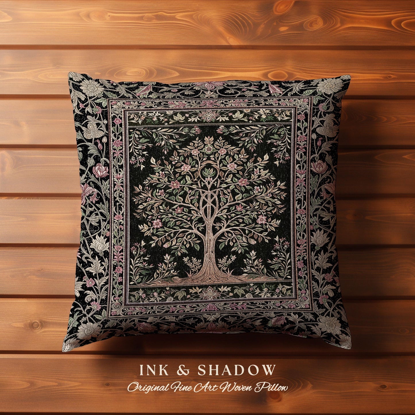 Art Nouveau Maximalist Tree Decorative Cushion Tapestry Throw Pillow