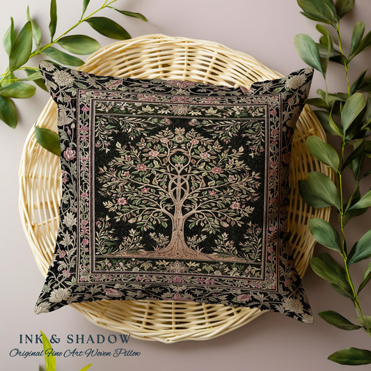 Art Nouveau Maximalist Tree Decorative Cushion Tapestry Throw Pillow