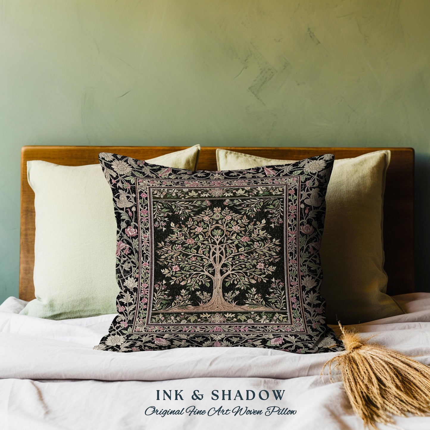 Art Nouveau Maximalist Tree Decorative Cushion Tapestry Throw Pillow
