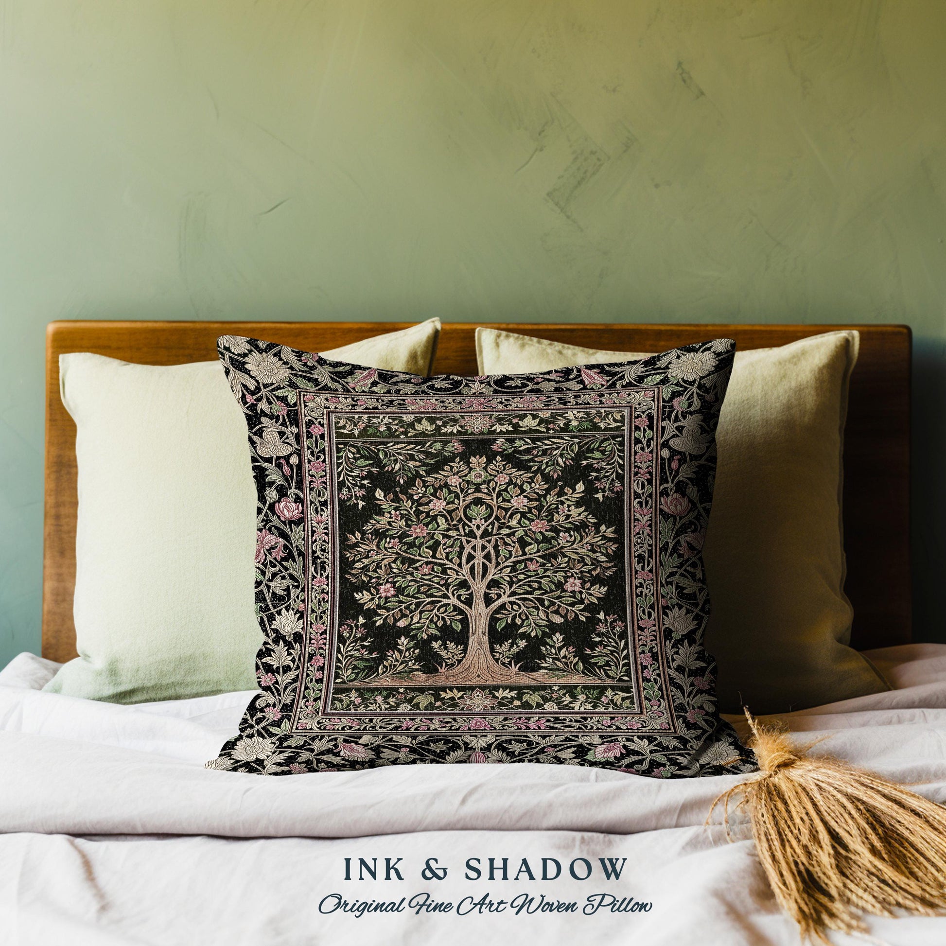 Art Nouveau Maximalist Tree Decorative Cushion Tapestry Throw Pillow