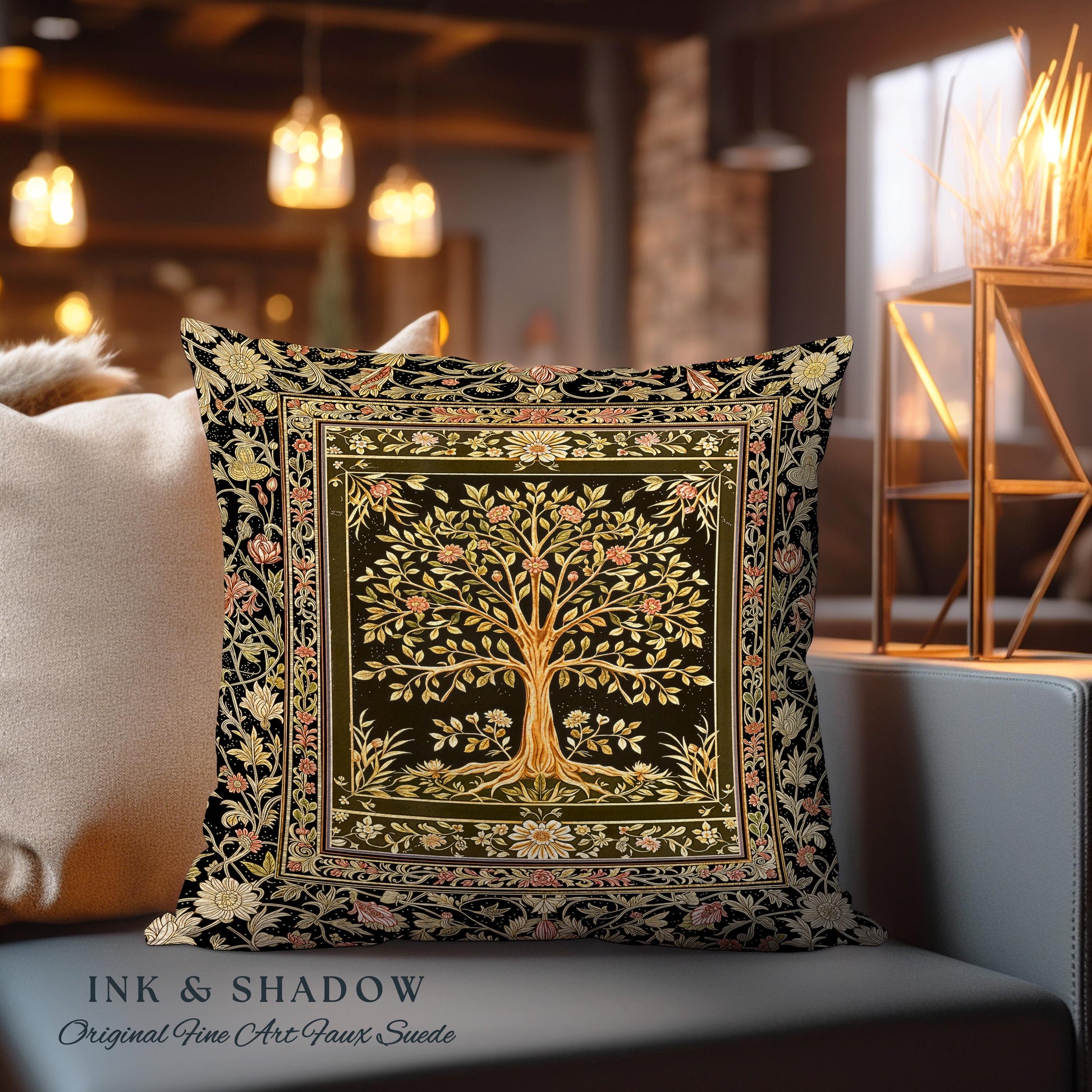 Baroque Forest Whimsical Accent Tree Tapestry Pillow Decorative Throw Cushion