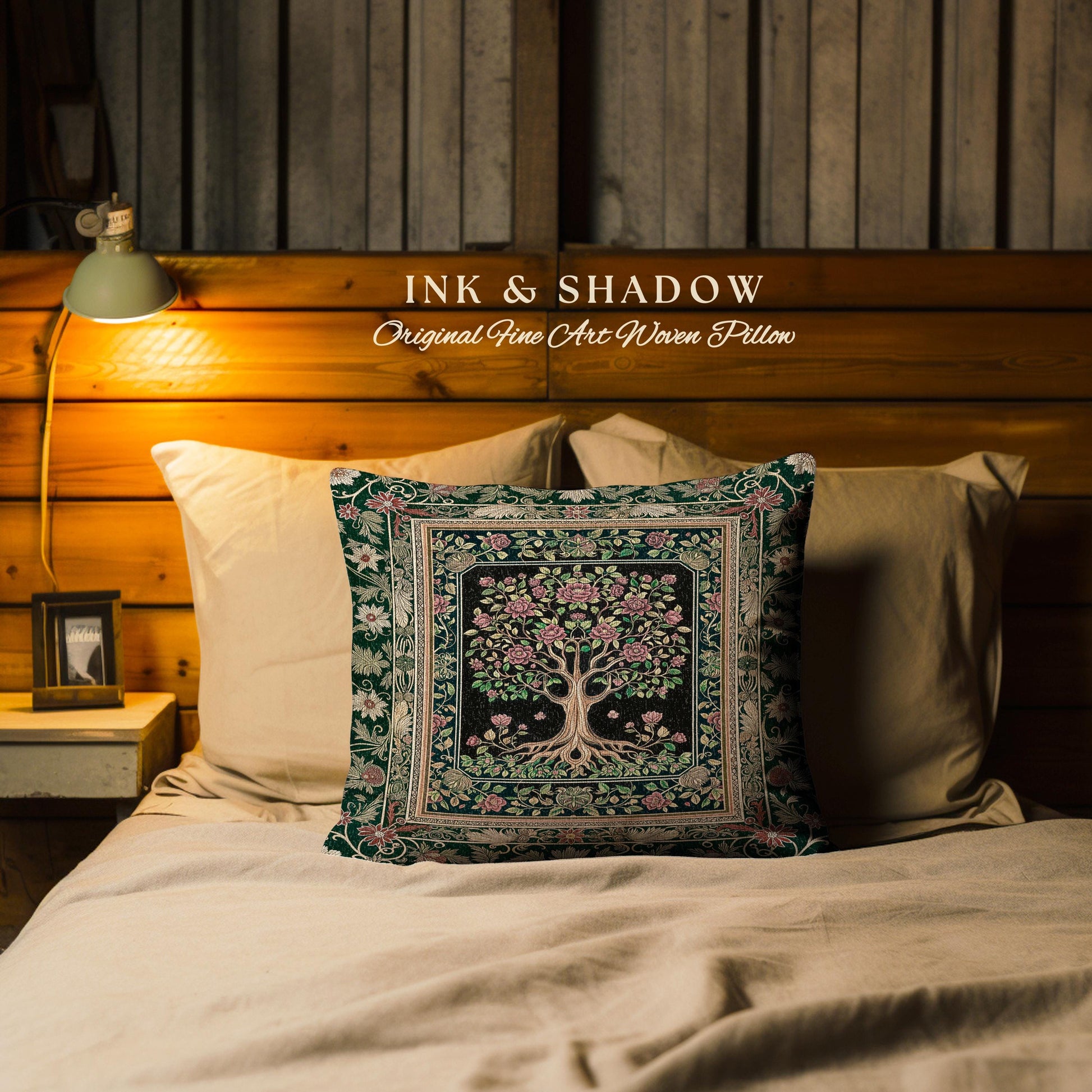 Floral Victorian Garden Tree Tapestry Pillow Decorative Throw Cushion