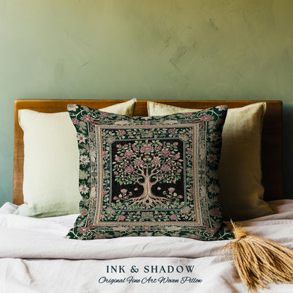 Floral Victorian Garden Tree Tapestry Pillow Decorative Throw Cushion