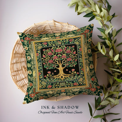 Floral Victorian Garden Tree Tapestry Pillow Decorative Throw Cushion
