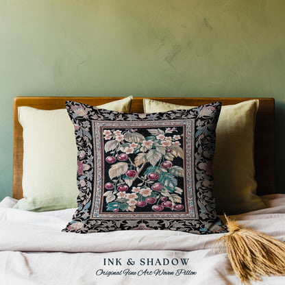 Dark Romantic Cherry Blossom Decorative Cushion Tapestry Throw Pillow