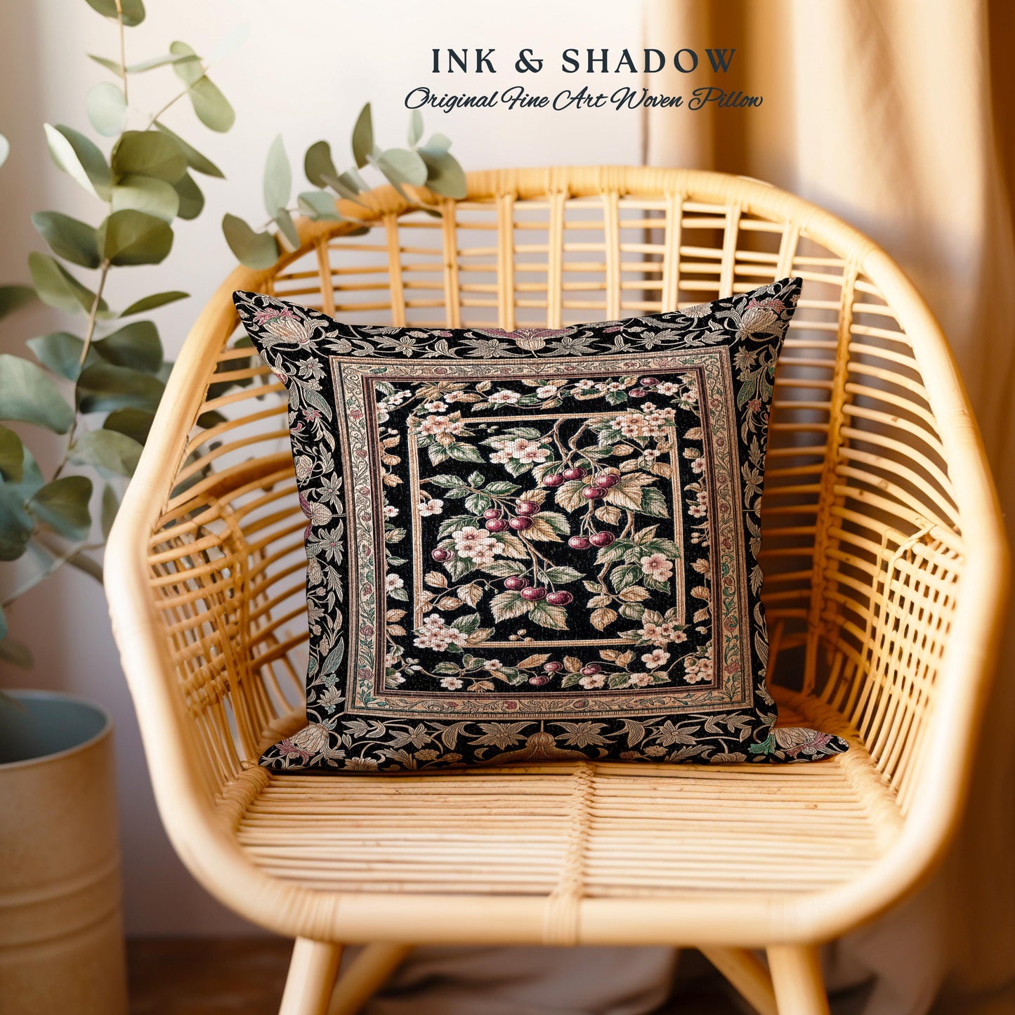 Mystic Baroque Cherry Garden Tapestry Pillow Decorative Throw Cushion