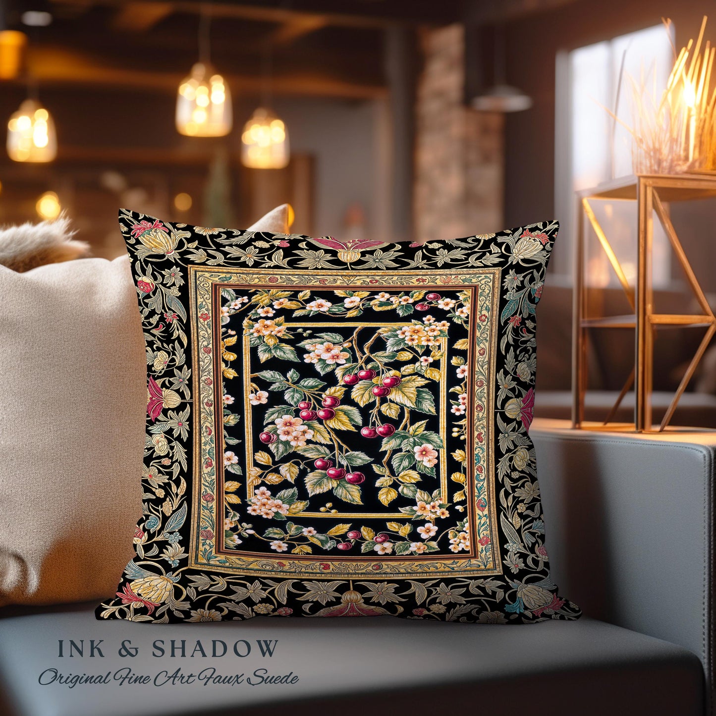 Mystic Baroque Cherry Garden Tapestry Pillow Decorative Throw Cushion