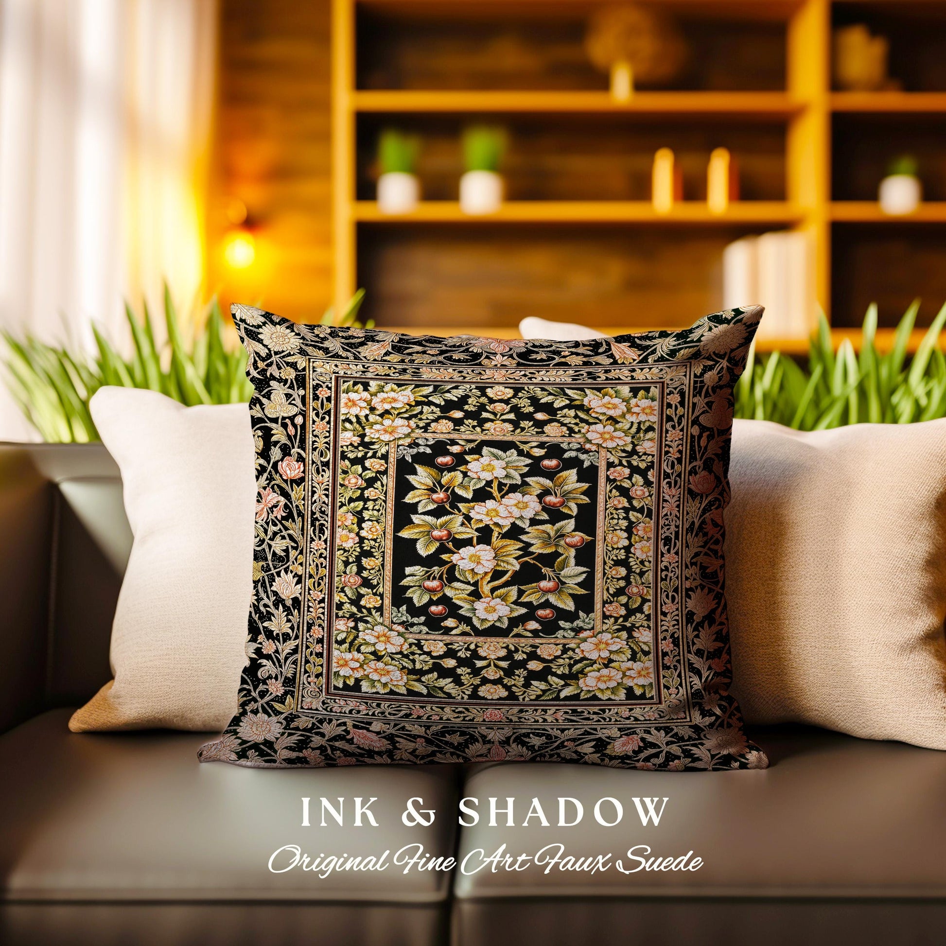 Maximalist Cherry Blossom Decorative Cushion Tapestry Throw Pillow