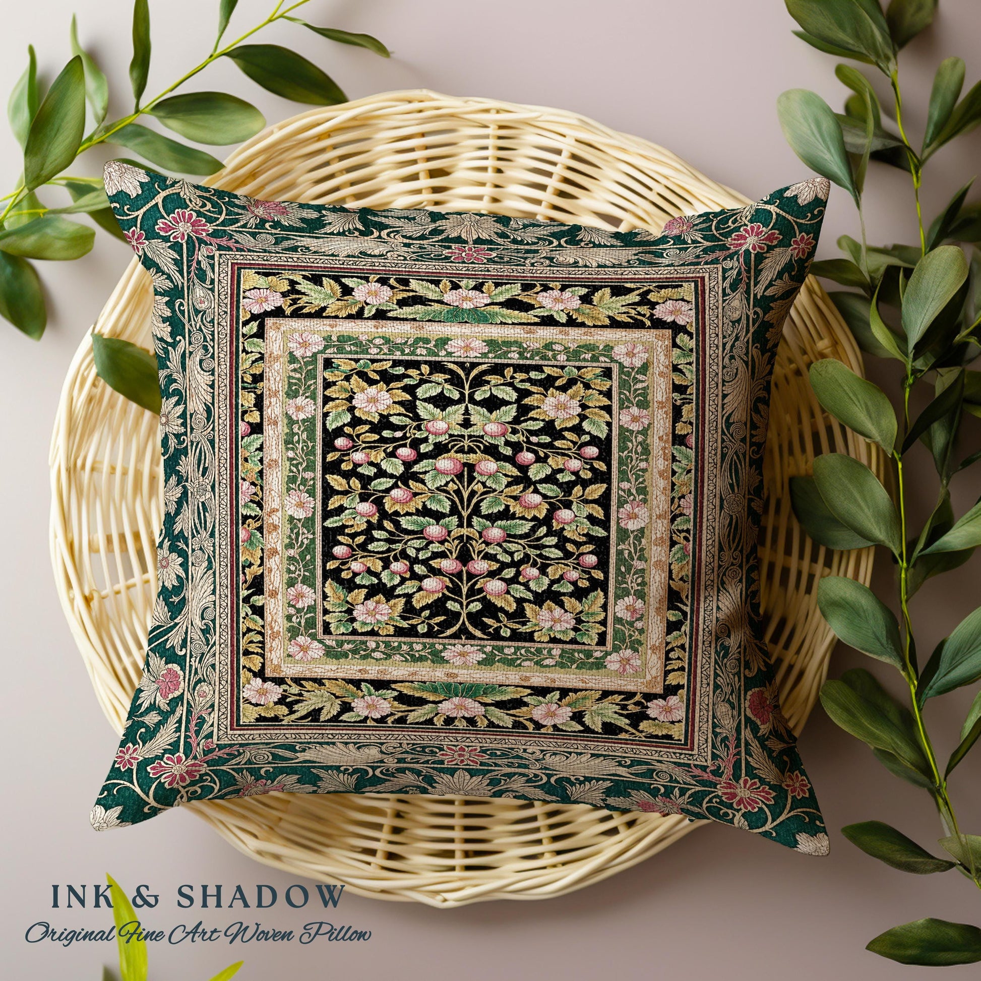 Botanical Abundance Gothic Decorative Cushion Tapestry Throw Pillow