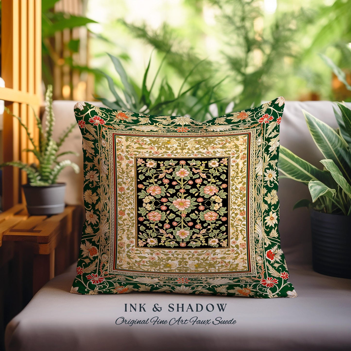 Victorian Garden Floral Tapestry Pillow Decorative Throw Cushion