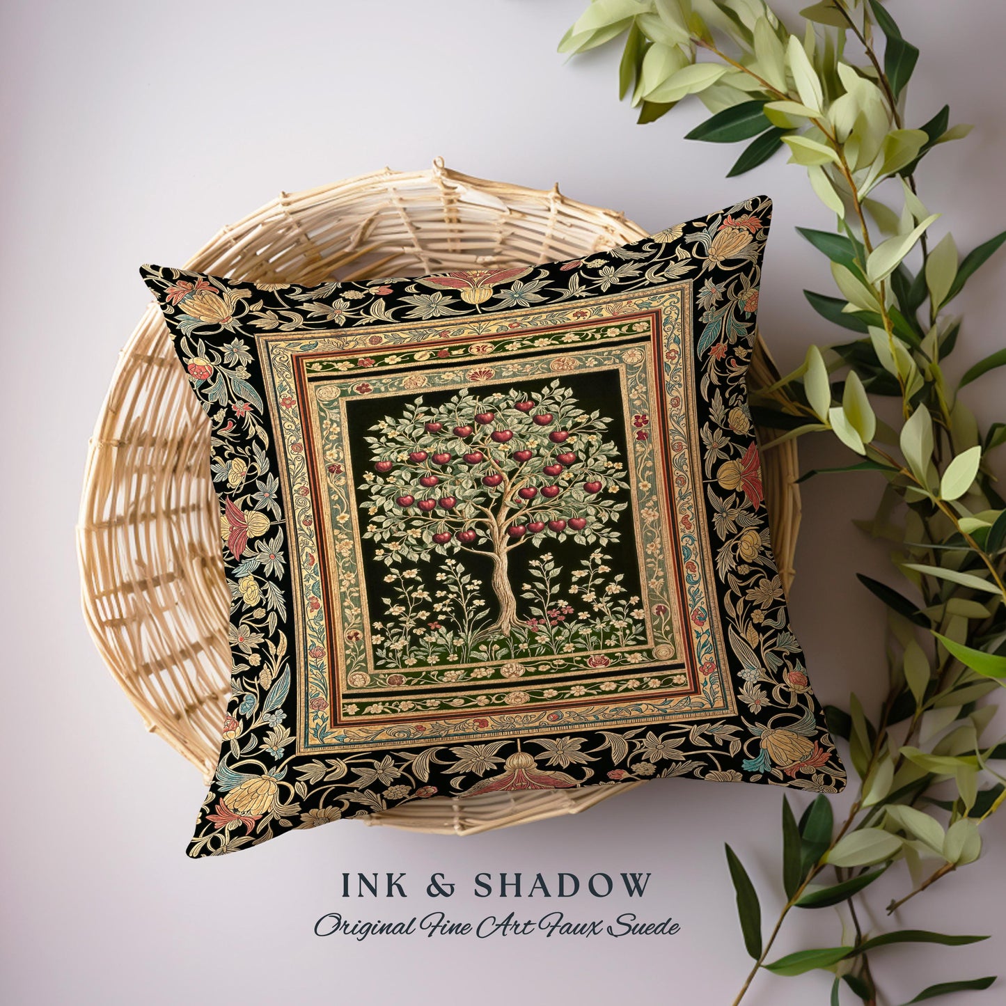 Rustic Garden Tree of Life Tapestry Pillow Decorative Throw Cushion