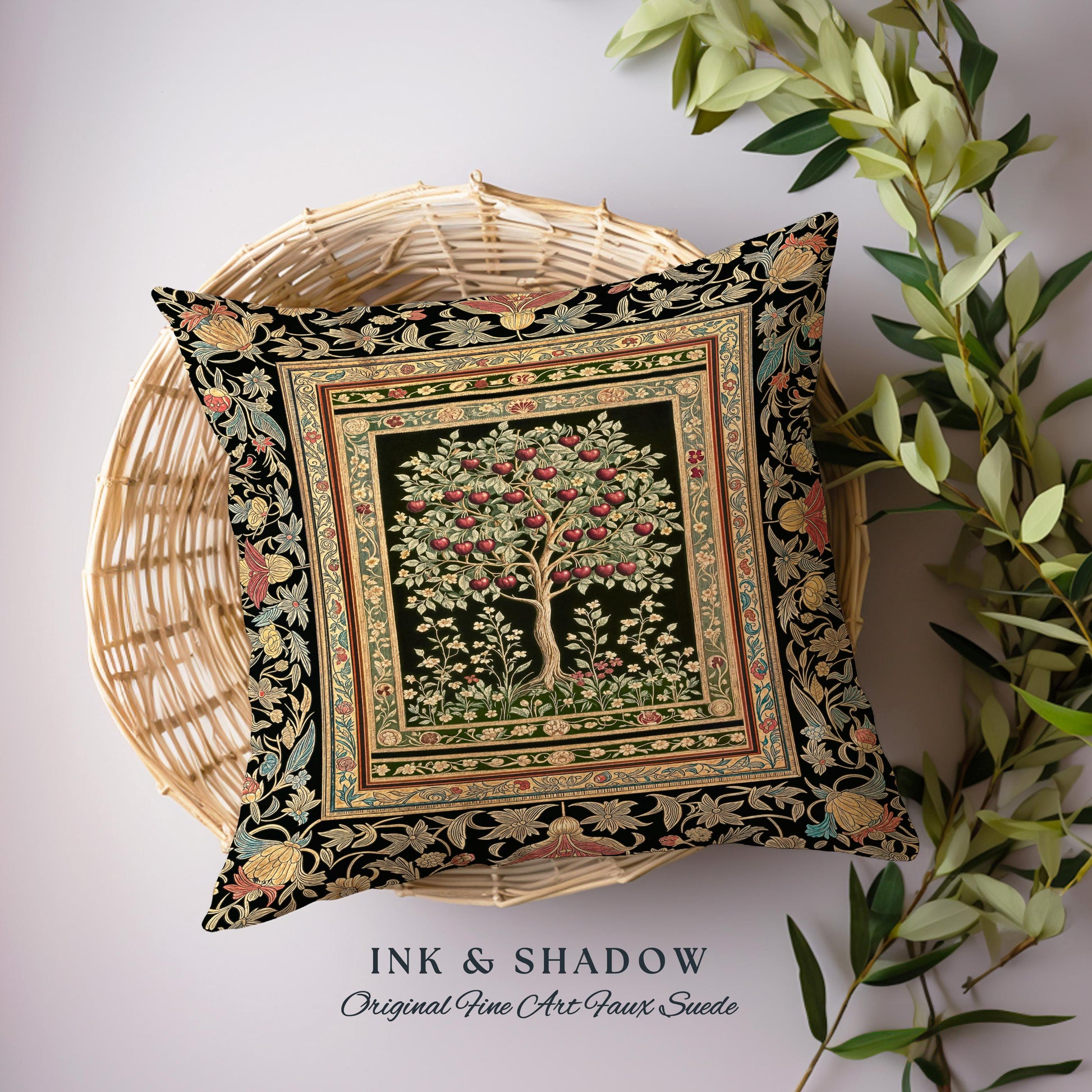 Rustic Garden Tree of Life Tapestry Pillow Decorative Throw Cushion