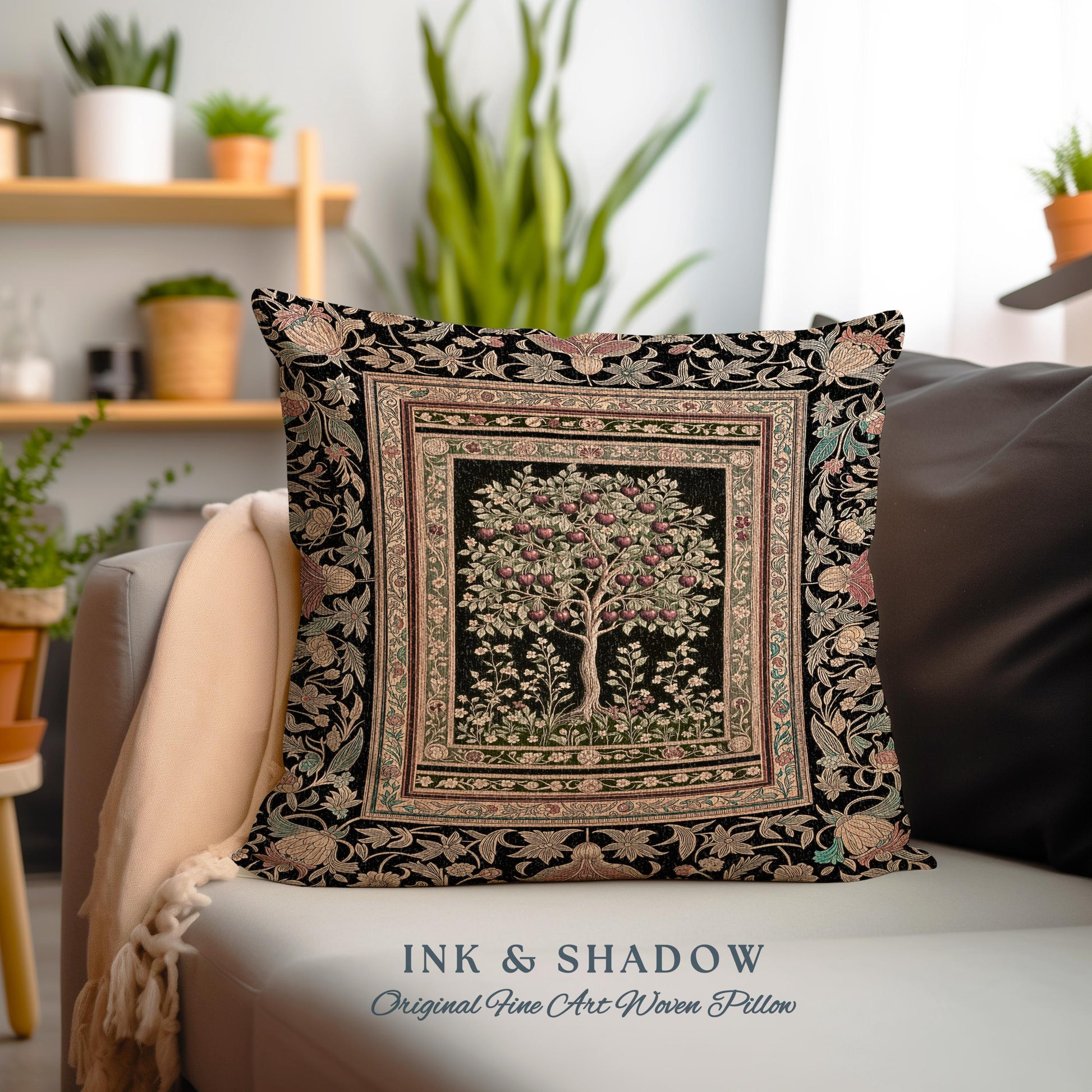 Rustic Garden Tree of Life Tapestry Pillow Decorative Throw Cushion