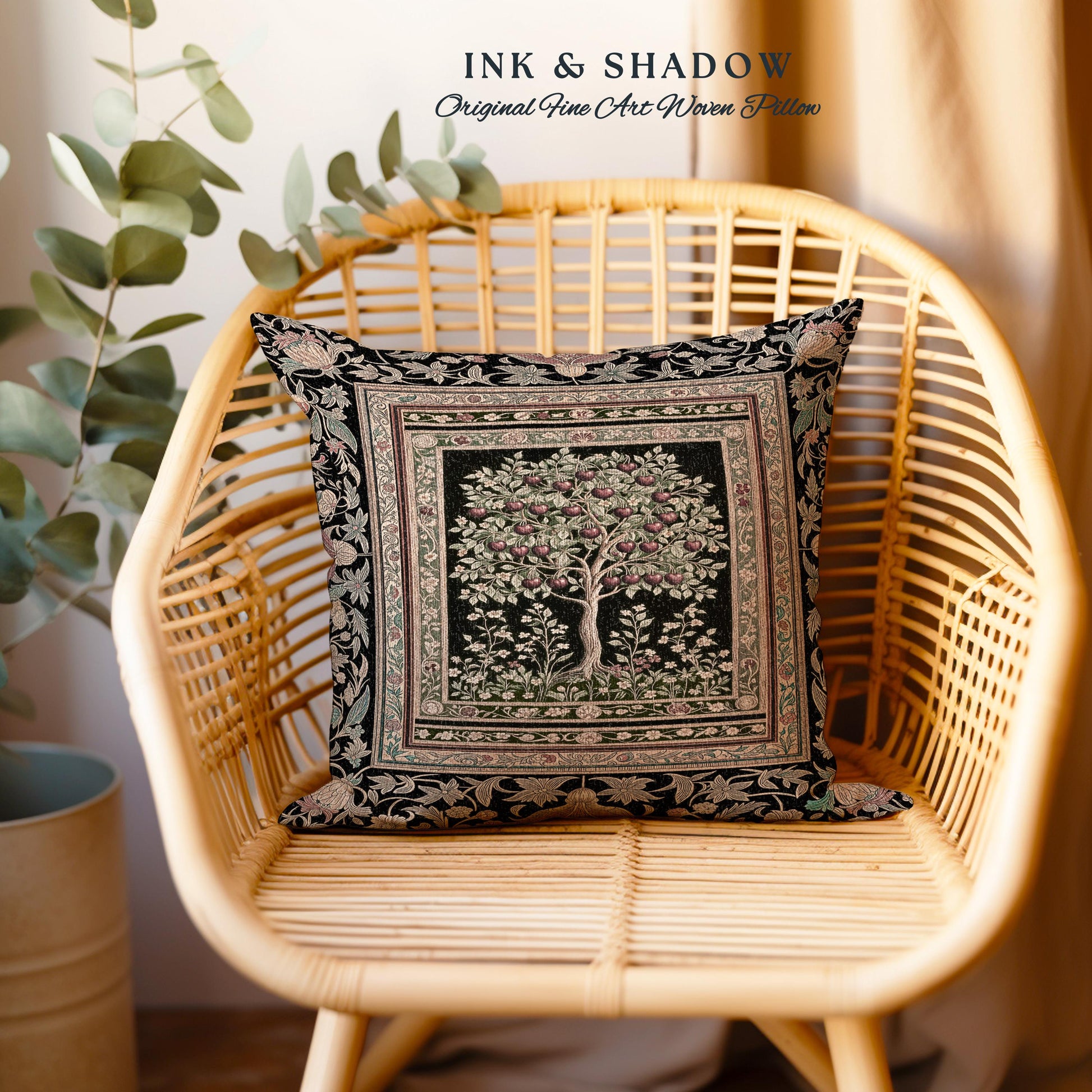 Rustic Garden Tree of Life Tapestry Pillow Decorative Throw Cushion