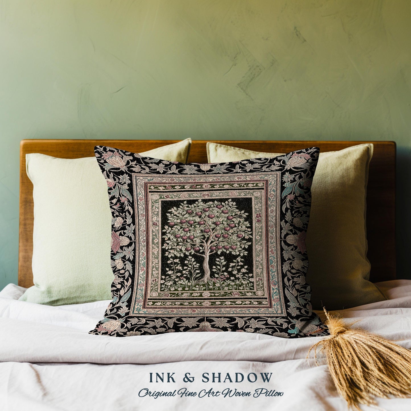 Rustic Garden Tree of Life Tapestry Pillow Decorative Throw Cushion