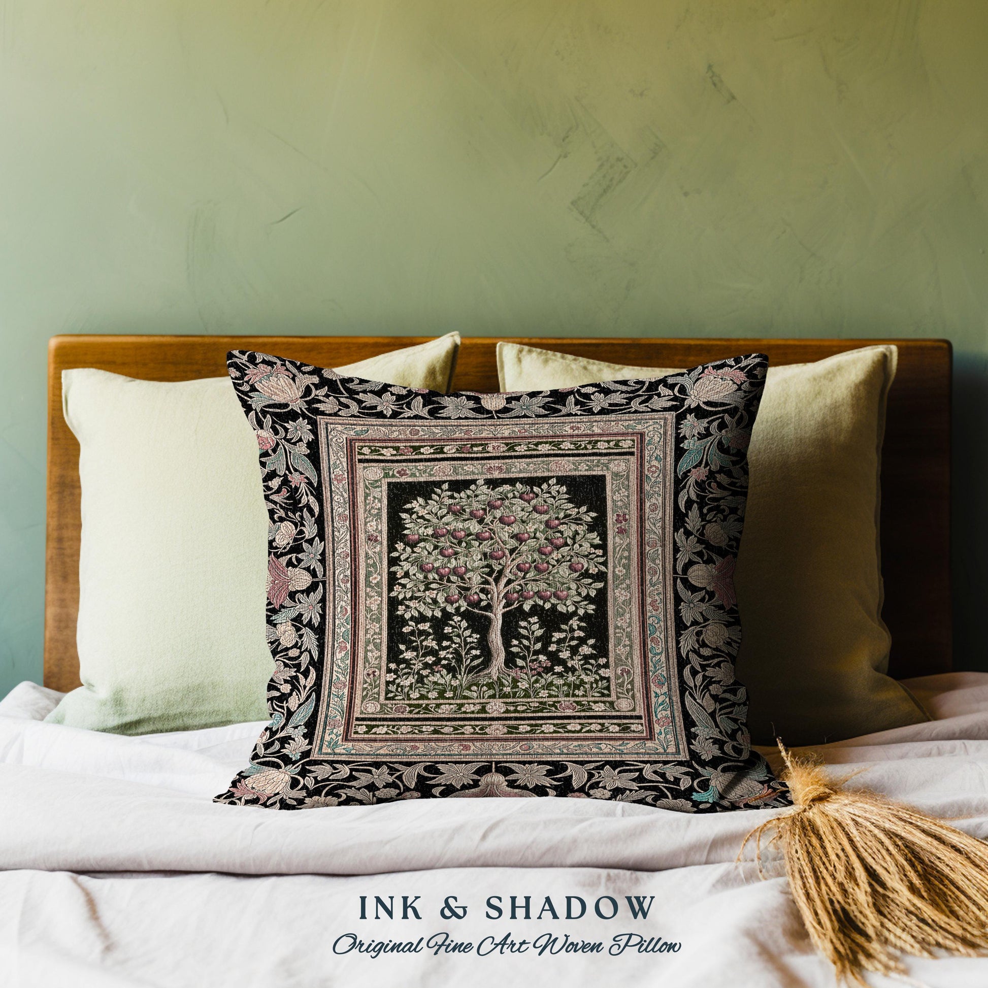 Rustic Garden Tree of Life Tapestry Pillow Decorative Throw Cushion