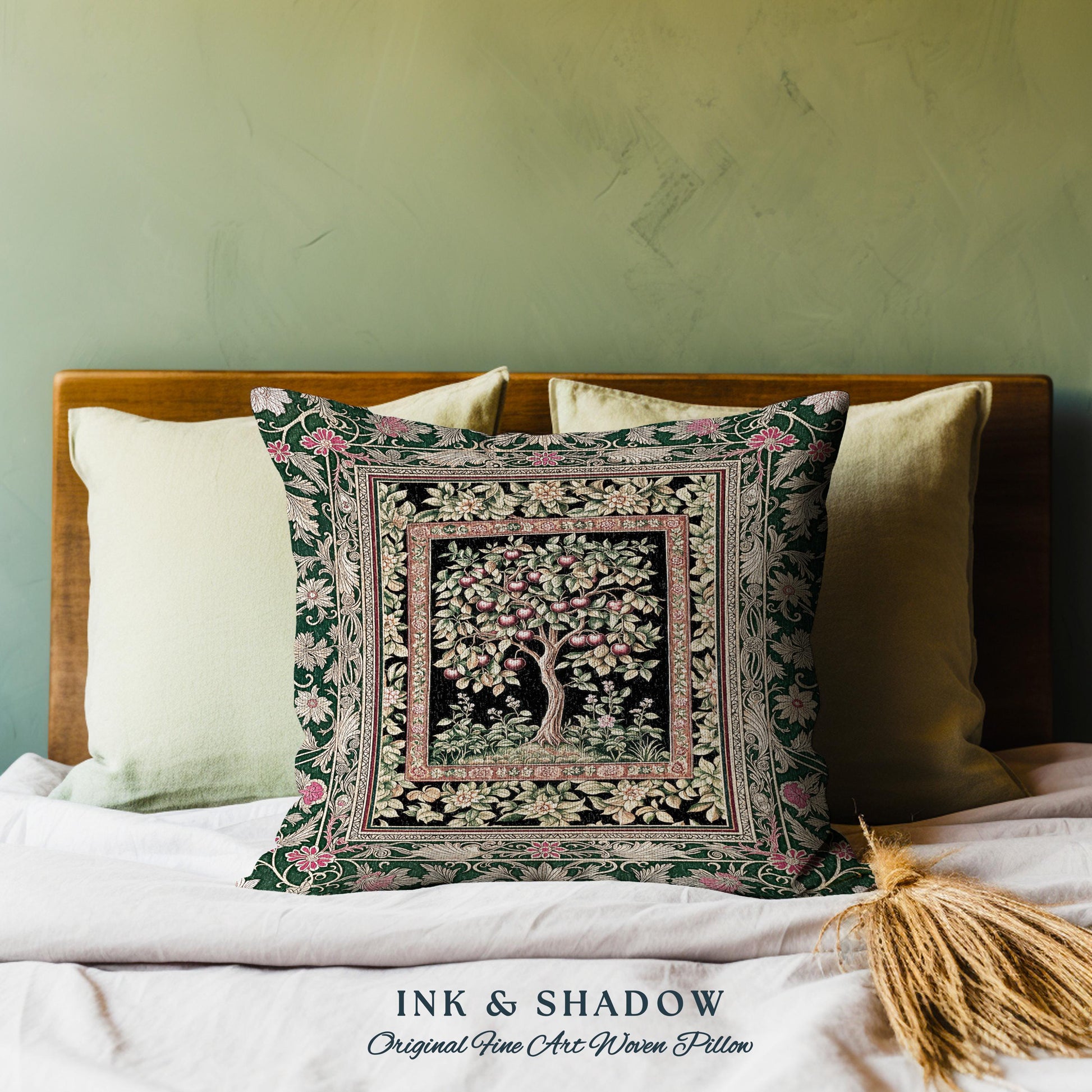 Storybook Gothic Cherry Tree Decorative Cushion Tapestry Throw Pillow