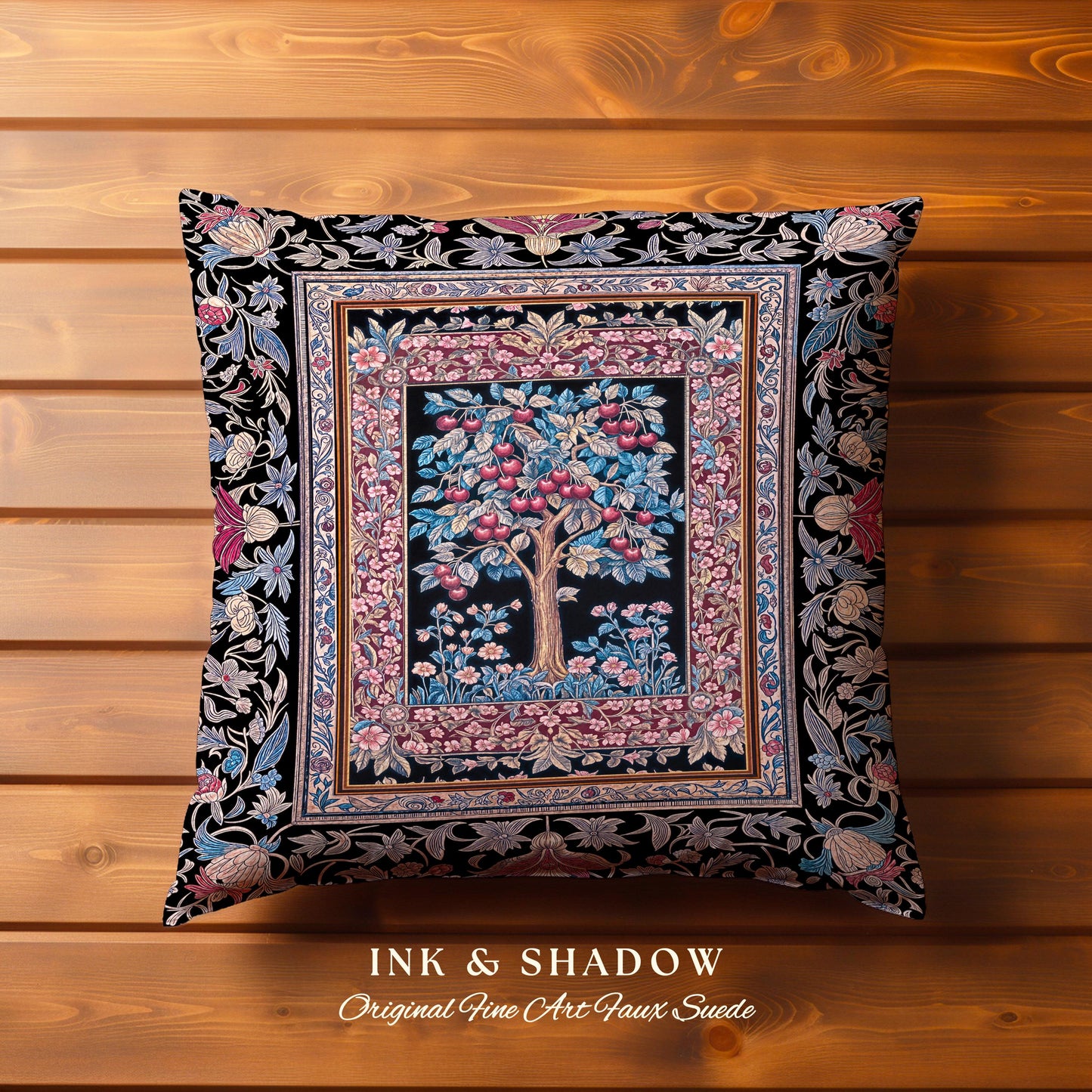 Mystical Dark Academia Tree of Life Tapestry Pillow Decorative Throw Cushion
