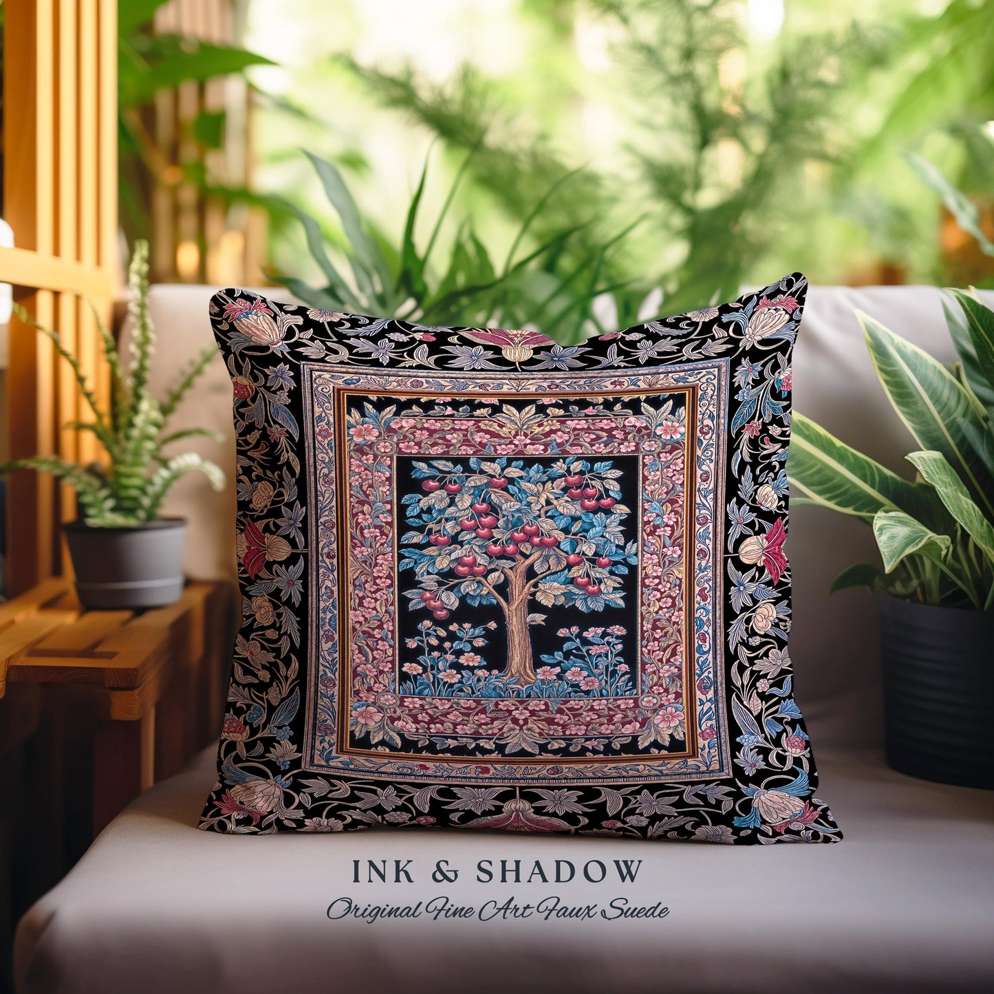 Mystical Dark Academia Tree of Life Tapestry Pillow Decorative Throw Cushion