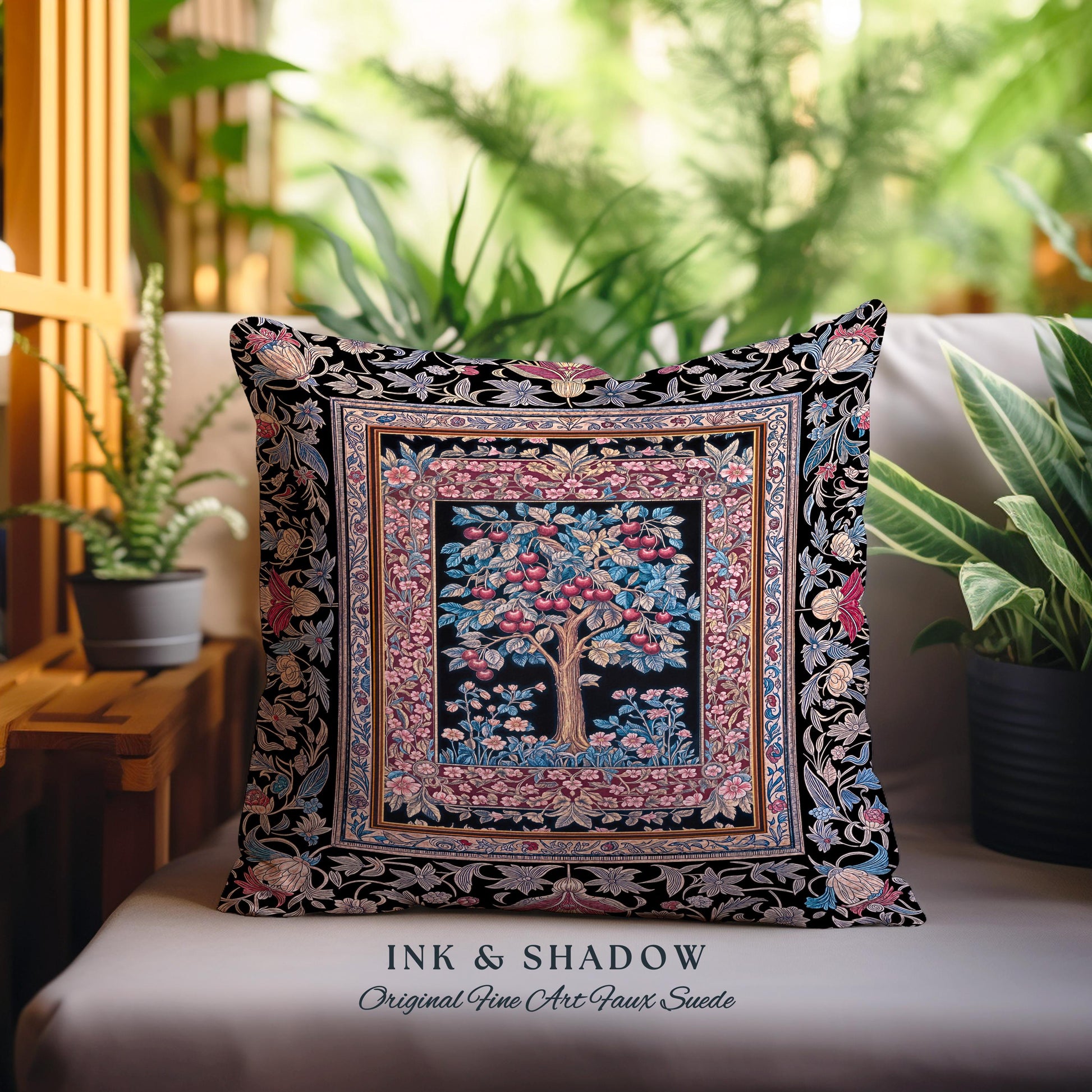 Mystical Dark Academia Tree of Life Tapestry Pillow Decorative Throw Cushion