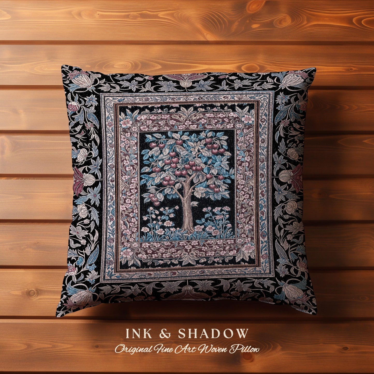 Mystical Dark Academia Tree of Life Tapestry Pillow Decorative Throw Cushion