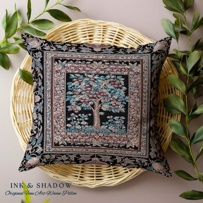 Mystical Dark Academia Tree of Life Tapestry Pillow Decorative Throw Cushion