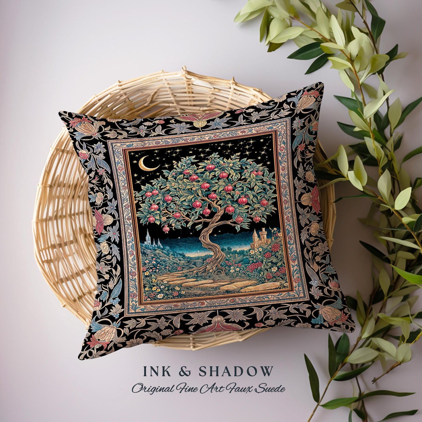 Twilight Orchard Tree Life Decorative Cushion Tapestry Throw Pillow
