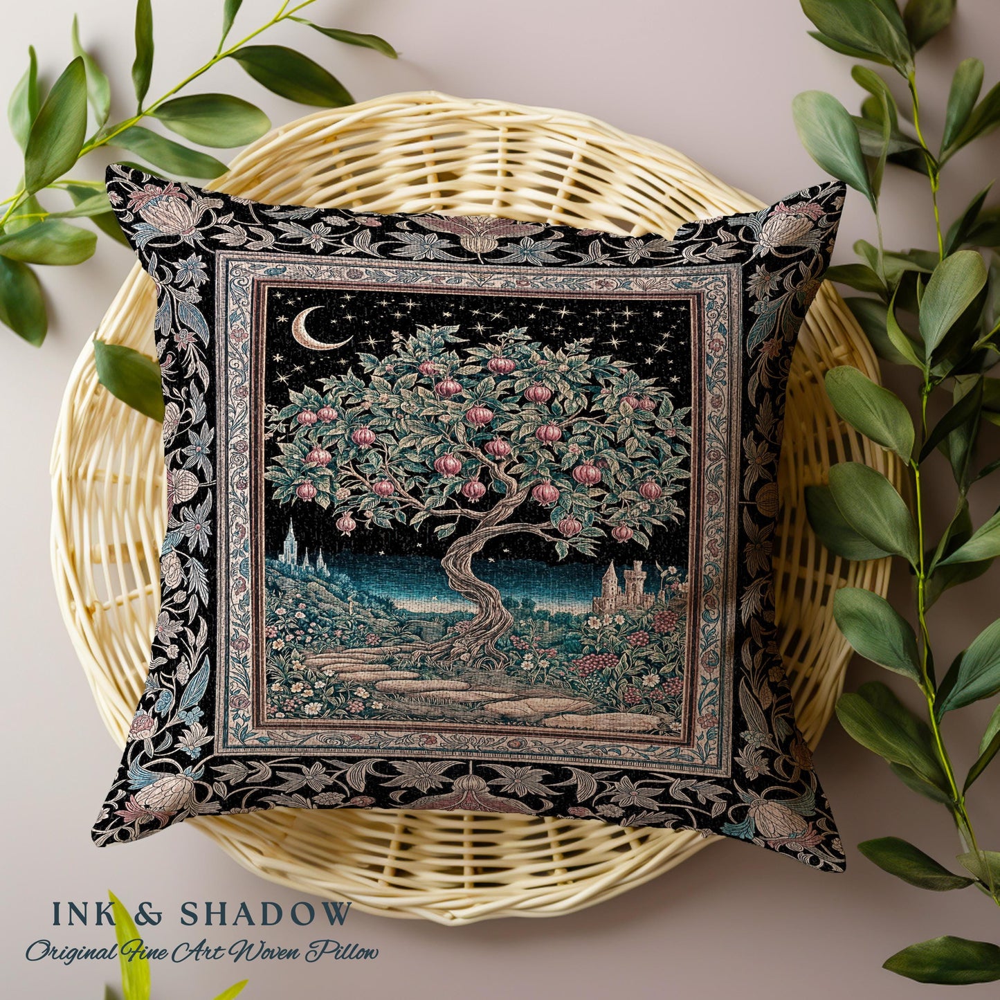 Twilight Orchard Tree Life Decorative Cushion Tapestry Throw Pillow
