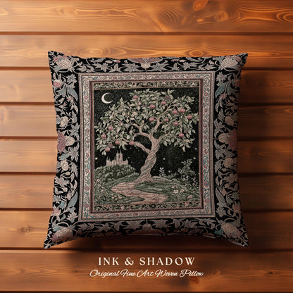 Moonlit Magic Whimsical Tree Tapestry Pillow Decorative Throw Cushion