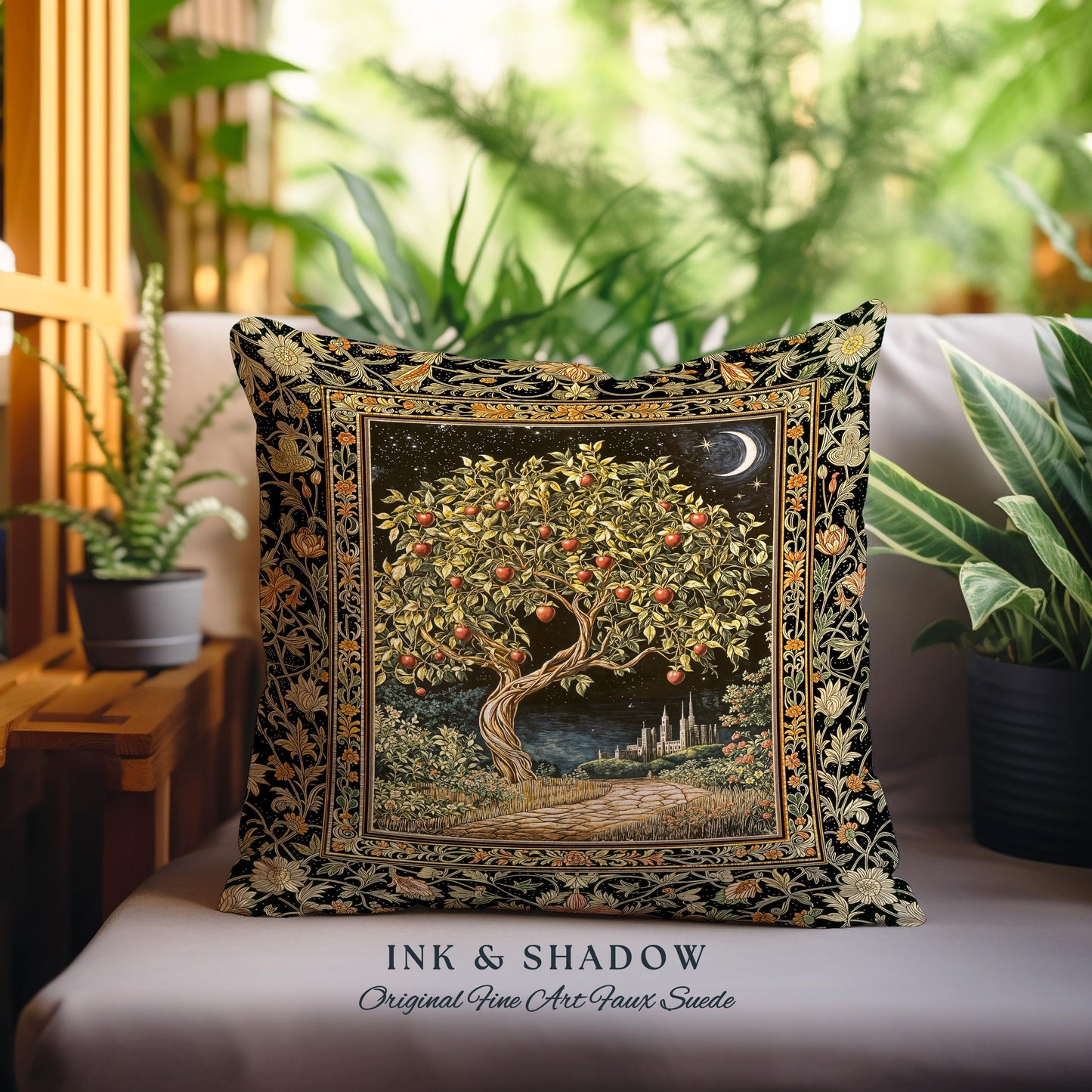 Starlit Storybook Decorative Tree Cushion Tapestry Throw Pillow